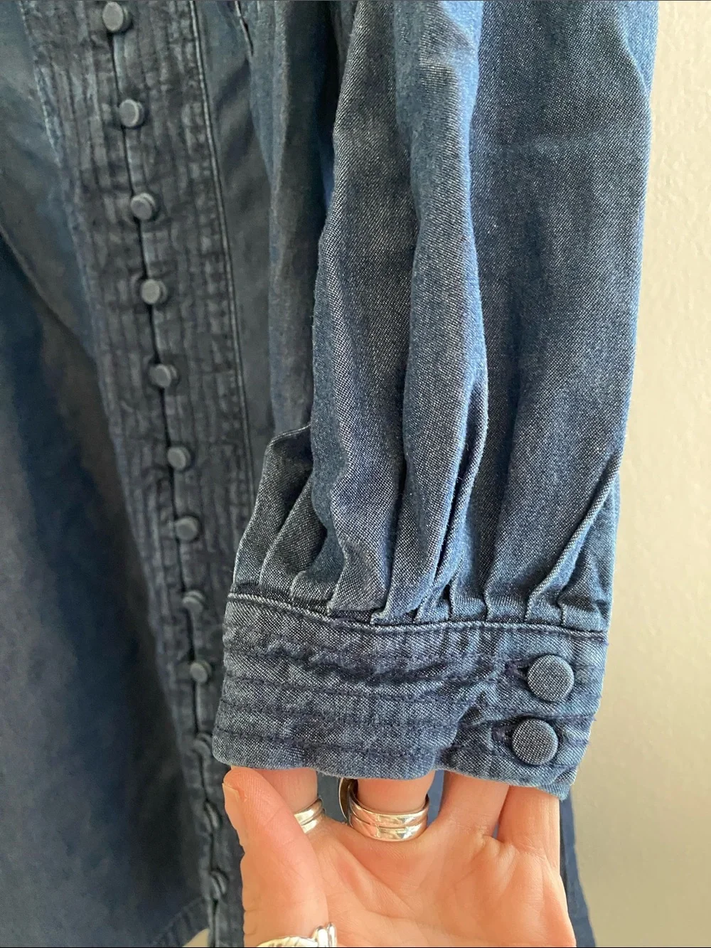 🌼 NWOT Madewell Indigo Blue Button-Front Denim Dress size 2 Cottagecore - Picture 7 of 11